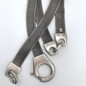 Vintage Joan & David Women's Silver Metallic Mesh Skinny Waist Belt 32"